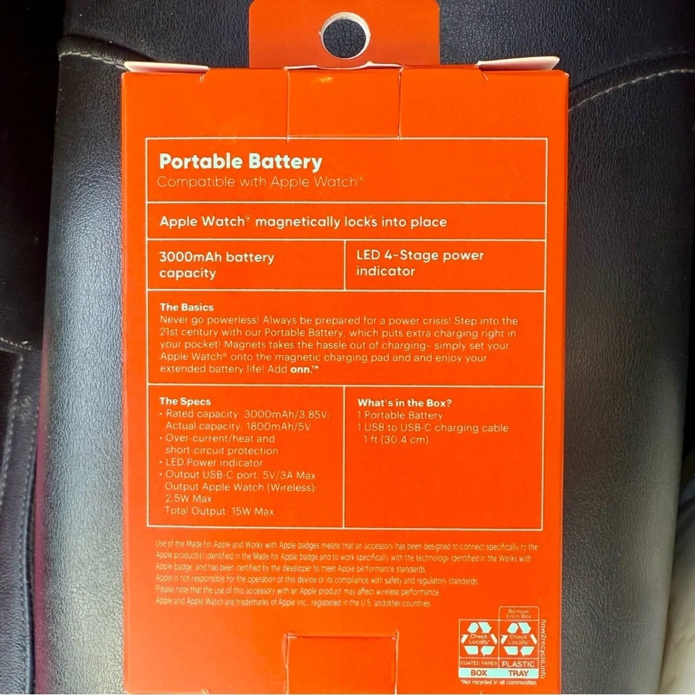 NEW Onn Portable Battery for Apple Watch